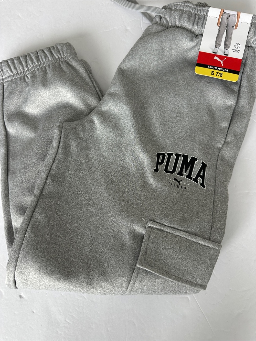 Puma Silver Gray Logo Jogger Sweatpants